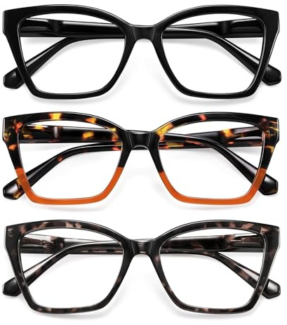 Reading Glasses for Women, Oversized Cat Eye Blue Light Blocking Readers