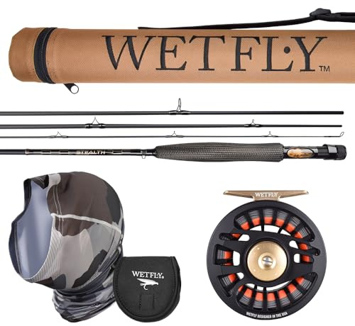 Element Stealth Combo - Complete Kit Including 5WT 9FT Carbon Fiber Fly Rod, Preloaded Backing, Leader, Neckfly, Reel Case and Travel Case