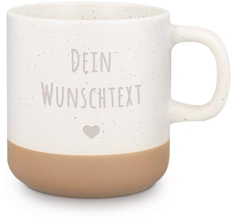 GRAVURZEILE Gravierte Steingut Tasse - Wunschtext - Personalisiert mit deinem Text - Geschenk für Freunde & Familie zum Geburtstag - 360 ml - spülmaschinenfest - Keramik Kaffeetasse mit Gravur