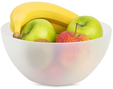 CHEFZOCO Cuenco de plástico para comida, Bol de cocina, Ensaladera de plástico, Libre de BPA, Apto para lavavajilla, Capacidad 3 Litros, Diámetro 23 cm, Altura 10.5 cm, Transparente.