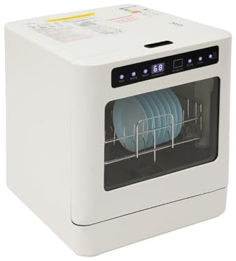 Lavavajillas de Encimera, Mini Lavavajillas sin Instalación, 4 modos de limpieza, limpieza con giro de 360°, 6-8 Cubiertos, para lavar vajilla, platos, frutas y verduras, etc (43 x 39 x 46 cm)