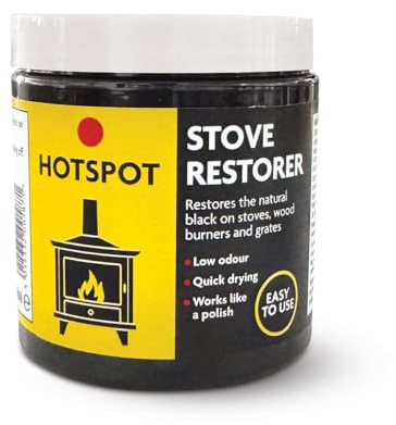 Hotspot Stove Restorer 250ml – Restores and Protects Cast Iron Stoves, Fireplaces and Grates; Long-Lasting Black Finish; Easy-to-Apply Polish for Wood Burners and Cookers