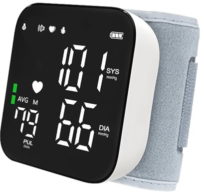 SGZIOO Tensiometro de Muñeca, Tensiómetro de Muñeca con Pantalla LCD y Retroiluminación HD, Detección de Latidos Cardíacos Irregulares, Tensiometro Muñeca, Brazalete Ajustable
