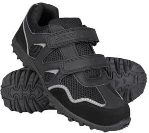 Mountain Warehouse Mars Kids Non Marking Shoes - Lightweight, Breathable, Comfortable, Hook & Loop Straps, Boys & Girls – for Spring Summer & Outdoors Black Kids Shoe Size 12