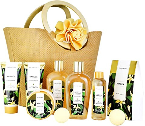 Birthday Gifts for Her-Spa Luxetique Spa Gift Set 10pcs Vanilla Bath Gift Set with Bubble Bath, Bath Bombs, Hand Cream, Pamper Gifts for Ladies Valentine's Mothers Day Gifts Christmas Gifts for Her