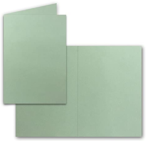 FarbenFroh - Lote de 100 tarjetas plegables (B6, eucalipto (12 x 17 cm), color verde