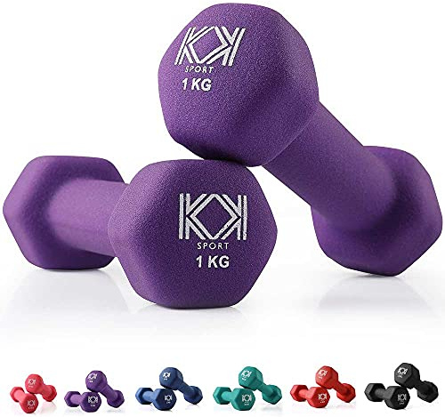 KK Neoprene Dumbbells for Home, and Gym- Hand Weights Dumbbells for Exercise, Fitness, Training, and Weight Lifting (Purple (2 x 1kg))
