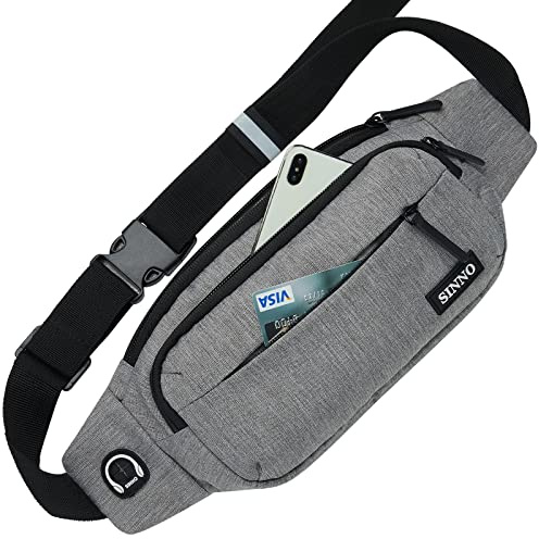 SINNO Large Fanny Pack for Men Women Cross Body Belt Bag with 4-Zipper Pockets Gifts for Running Sport Workout Hiking Travel Fashion Crossbody Waist Packs Phone Bag Purse Carrying All Phones