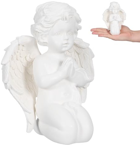Cabilock Estatua De Angel Navidad Querubines Arrodillados Rezando, Blanco Figura De áNgel Bebé De Resina, Estatua De Angelito con Alas, Escultura De QuerubíN Conmemorativa para DecoracióN