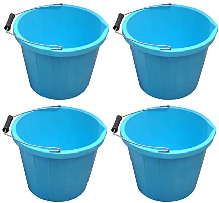 (๐๐๐ญ ๐จ๐ ๐) Blue 14 Litre Plastic Builders Buckets 3 Gallon Water Storage Cement Mixing Bucket with Strong Metal Handle Construction Animal Feeding Car Wash Cleaning Bucket For Home Garden