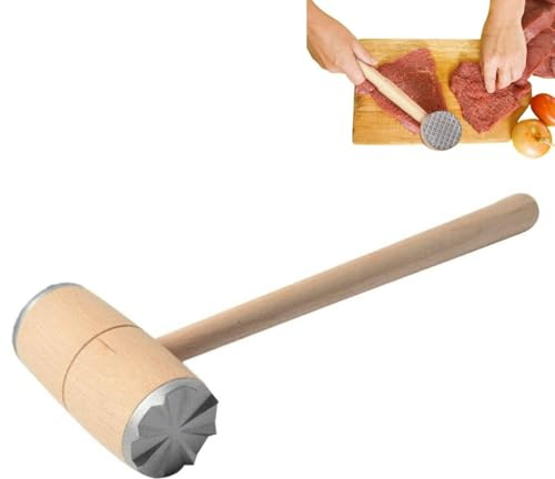 Inteneritore di carne, doppio lato in legno martello per carne martello martello da cucina strumento per intenerire carne per bistecca manzo pollo maiale e noci