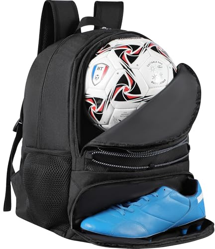 TRAILKICKER Soccer Ball Bag - Sports Backpack for Basketball, Volleyball, Football - Black