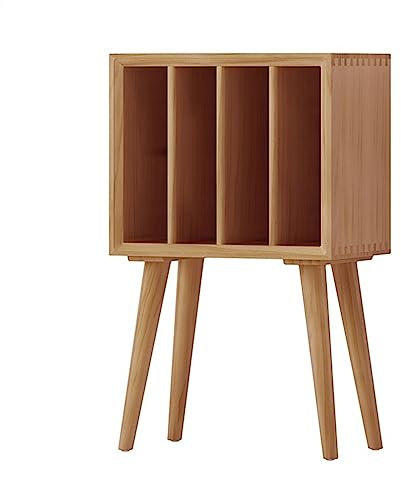 Schallplattenaufbewahrung Plattenspielerständer, Vinyl-Schallplatten-Aufbewahrungstisch mit 4 Schränken, Retro-Plattenspielerständer aus Kiefernholz, Nachttisch for Schlafzimmer, Wohnzimmer, Büro Plat