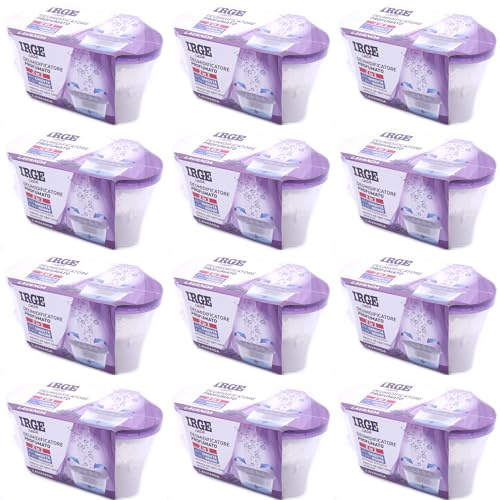 SET 12 vaschette 400 ml assorbi umidità profumate LAVANDA anti odore deumidificatore sali per bagno cucina camper caravan roulotte ripostiglio dispensa armadio