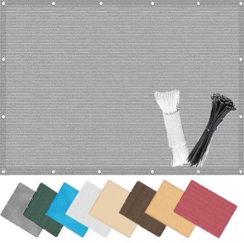 Brise Vue Balcon 0.45 x 6.5 m, Latéral Balcon Brise-Vue, Diverses Couleurs Tailles Au Choix Habillage Balcon Protection Solair, with Rope, pour Porches, Gris