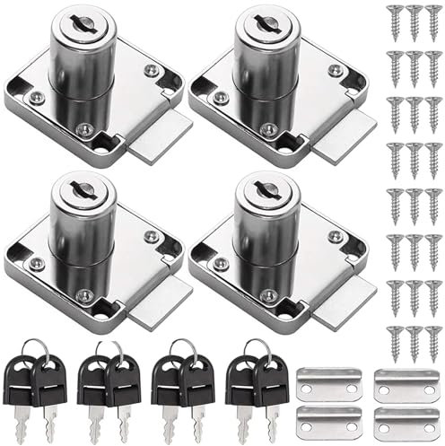4 Stück Briefkastenschloss, 22mm Sicherheits Schrankschloss mit 8 Schlüsseln, Spindschloss Mit Schlüssel, Hebelschloss Möbelschloss für Cupboard, Schranktüren