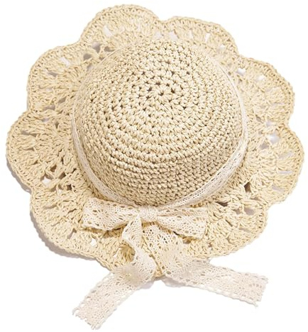 Spldsun Cappello di Paglia, Cappello di Paglia Bambini, Cappello da Sole per Bambina, Adatto per Viaggi, attività all'aperto, Adatto per Bambini dai 2 ai 6 Anni (52 cm/20,47 in)