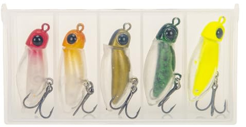 Lye Flotante con Lápiz, Cebo de con Mosca - Realistas 5 Piezas Lares de Pescado - Lápiz Swimbait Flotante Silencioso con Caja de Tackle para Exterior y Agua Dulce