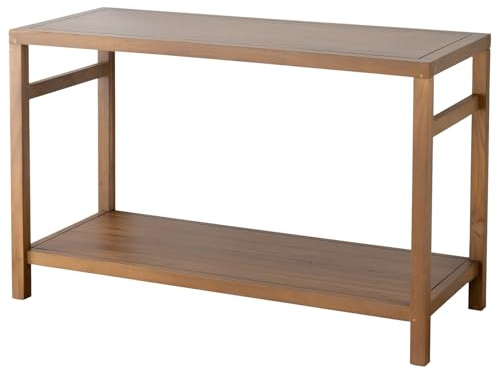 Happy Garden Mobile lavabo in legno massello di teak 120 cm Dewi - Mobili da bagno robusto e naturale, portata 50 kg, design rettangolare, 1 ripiano, installazione su piedi