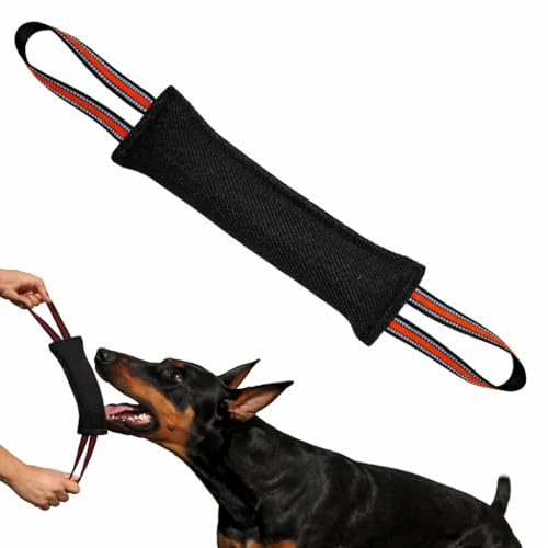 Bite Tug Juguete para Perro con 2Asas Resistentes, Mordedor Perro 30 cm Salchicha Mordida para Entrenar Tira Afloja Hacer Ejercicio, Algodón/Nylon Juguete Perro Indestructible de Razas Grandes