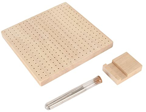 KIMISS Planche de Blocage au Crochet pour le Tricot, Tapis de Blocage au Crochet en Bois avec 20 épingles à Tige, Parfait pour les Projets de et de Tricot, Surface de 23,5 Cm