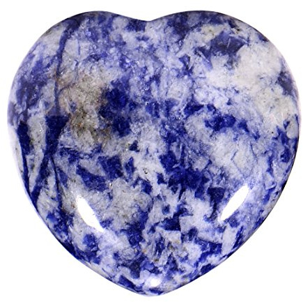 Morella Pierres précieuses en forme de cœur Sodalite brésilienne Ange porte bonheur ange gardien à emporter partout 3 cm dans un sac de velour