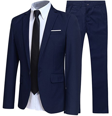 Allthemen Anzug Herren Anzüge Slim Fit 2 Teilig Business Herrenanzug Sakko Hose Marineblau M