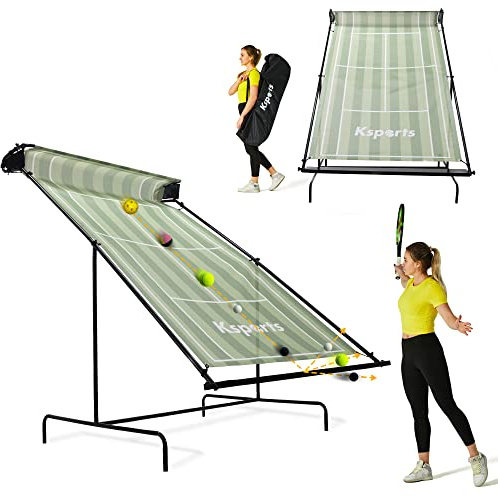 Ksports Tennis Rebounder Net – Multi Racket Sports Trainer for Tennis, Pickleball, Padel, Squash & Racquetball – Quick Assembly, Portable with Carry Bag (Green, Large)
