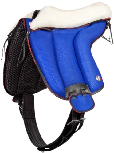 PIONEER Sella Cavallo Air Mesh Resistente e Traspirante per Monta Naturale, Sella Equitazione Made in Italy con Seggio in Lana, Bareback 51x49cm con Sottopancia Equitazione in Neoprene - Nero