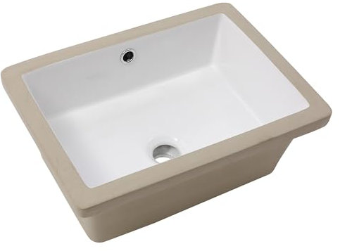 Logmey Unterbau-Waschbecken, rechteckig, 43,2 x 30,5 cm, rechteckig, Porzellan, Keramik, Waschtisch, Unterschrank, Spüle, Waschbecken