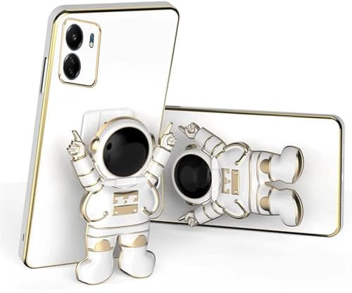 Nadoli pour Xiaomi Redmi 13C 4G Main Astronaute Invisible Béquille Coque,Ultra Mince Placage Astronaute Pliant Supporter Antichocs Silicone Flexible Coque Housse Étui de Potection