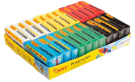 Jovi Förpackning med 24 tabletter med 50 gram, 6 grundfärger, icke-giftig, glutenfri, vegetabilisk bas för barn från 3 år, hantverk och spel (P70/24B)