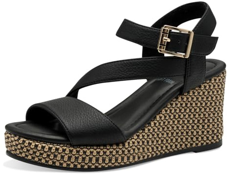 s.Oliver Damen Sandalen mit Keilabsatz Sommer Elegant, Schwarz (Black), 39 EU