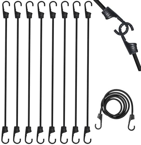 8 Pièces Tendeurs Elastique avec Crochets, Cordes Tendeur Elastique,Sangle Elastique,90CM Elastique Résistant Sandow Elastique pour Sécuriser Les Bagages, Les Campements, Les Motos (90 CM)