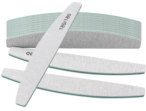 Lot de 12 limes à ongles double face, lavables et réutilisables, grain 180/180