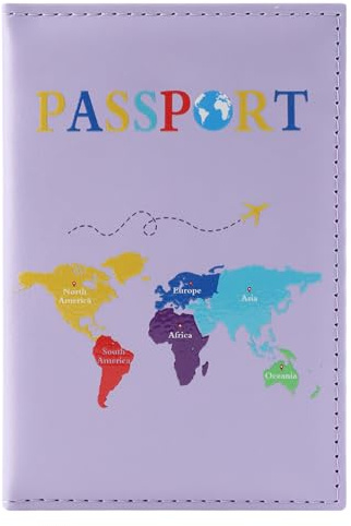 Greyoe Funda Pasaporte, Funda para Pasaporte, Organizador de Pasaport de Cuero PU + Etiqueta de Equipaje, para Hombres y Mujeres, Accesorios de Vacaciones, Esenciales de Viaje (púrpura)
