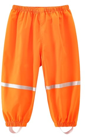 Dioshark Pantaloni da Fango e Pioggia per Ragazzi Bambini Pantaloni Riflettenti Impermeabili e Antivento Traspirante Leggeri non Imbottiti Sovrapantaloni Escursionismo Alpinismo per 7-8 Anni Arancione