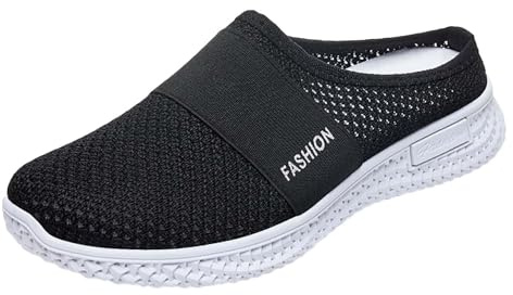 cfpqv Pantoufles orthopédiques pour femme - Avec coussin d'air - Respirantes - En maille - Pour l'été - Chaussures de marche - Sabots de jardin - Antidérapants, A3 noir, 38 EU