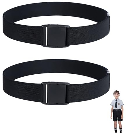 Confezione da 2 cinture elastiche regolabili per bambini, cinture elastiche per bambini con fibbia in plastica, cintura elastica intrecciata per bambini, unisex, per ragazzi, ragazze, jeans
