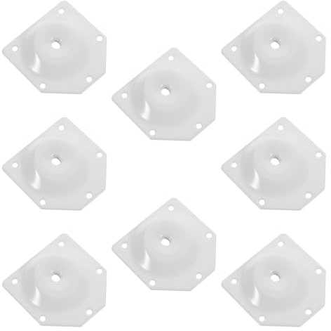 Sosoport 8pcs Angled Slope Leg Mounting Plates 12° Tilt 70x67x1.2mm White Powder-coated Steel Furniture Leg Attachment Plates for Sofa and Table Wood