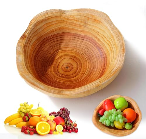 LIULINY Bol de Frutas de Madera Natural, Bol de Madera Creativo Irregular | Madera Natural Hecho a Mano Cuenco Decorativo de Madera, para Frutas, Ensaladas, Dulces y Aperitivos