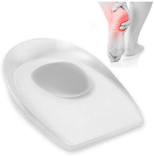 1 PAAR - FUCHSI Gel Fersenkissen Gr. L | gegen Fersensporn, Achillesschmerzen, Plantarfasziitis Plantarfaszie | Orthopädische Silikon Fersenkappen Fersenpolster zur Entlastung | für Schuhgröße 43-46