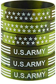 BRANDWINLITE Camouflage Green American Flag Rubber Bracelets Silicone Wristbands for American Patriots,Army Fans,Gifts for Parties or Events and Office Supply file-Camouflage color 8
