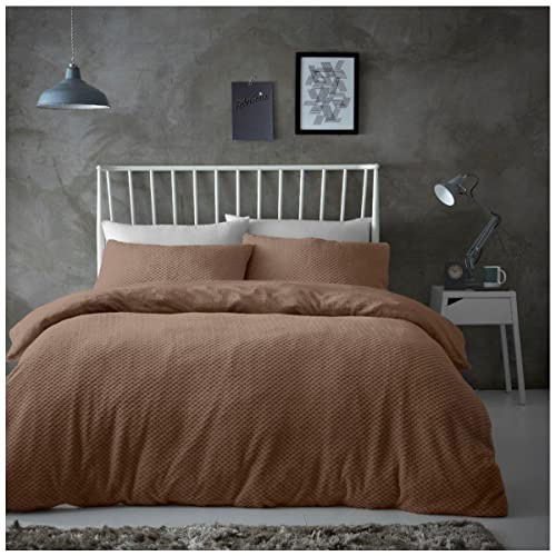 GC GAVENO CAVAILIA Juego de Funda de edredón para Cama Doble, Forro Polar de Panal de Abeja, Fundas de edredón cálidas y esponjosas, visón