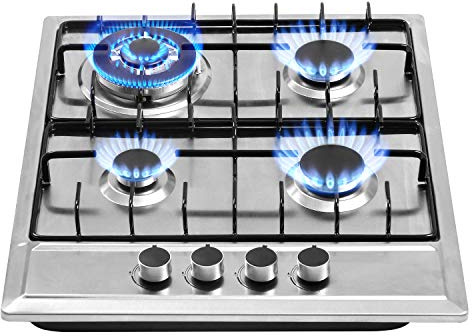 24″x20″ Built in Gas Cooktop 4 Burners Stainless Steel Stove with NG/LPG Conversion Kit Thermocouple Protection and Easy to Clean (20Wx24L)