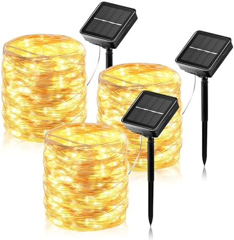 [Lot de 3] Guirlande Lumineuse Exterieur Solaire, 3×12M 300 LED 36M Guirlande Guinguette Solaire Exterieure Étanche 8 Modes Décoration Lumière pour Jardin, Terrasse, Cour, Maison, Noël, Mariage