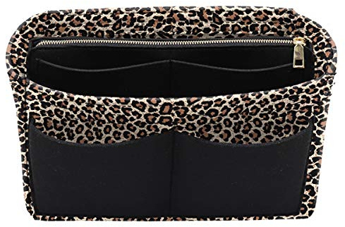 LEXSION Väskorganisatör för handväska, bärkasse, blöjväska, lätt filtinlägg, väska i väska, med dragkedja, innerficka, för Neverful Speedy, 8021 B-Leopard, storlek L