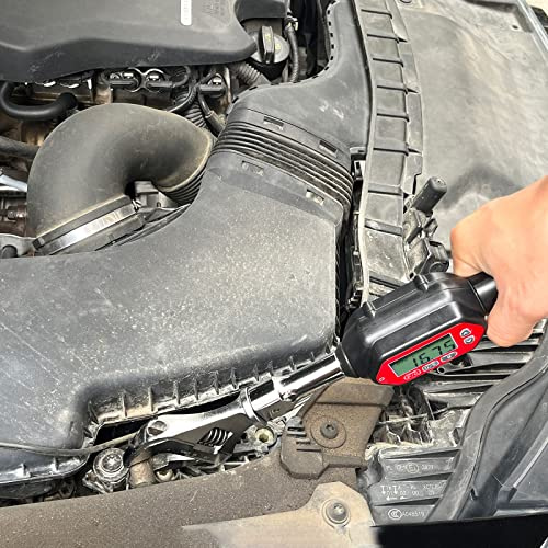 VPOER Verstellbarer digitaler Drehmomentschlüsselkopf, 3-100 Nm, elektronischer Backen-Drehmomentschlüssel mit offenem Ende, mit Summer und LED, kalibriert