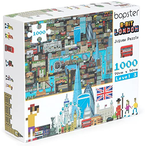 Bopster 8-bit London Pixel Jigsaw Puzzle 1000 Teile für Kinder, Jugendliche und Erwachsene 70 x 50cm Stufe 3