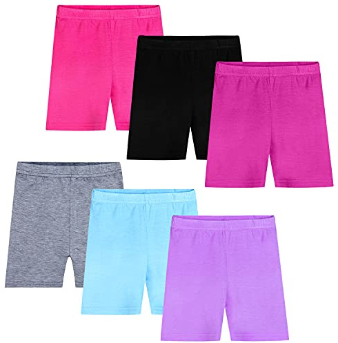 Auranso Girls Dance Shorts Breathable and Comfy Kids Cycling Shorts 6 Pack Stretchy Dancing Bike Pants for Girl Sports Play Underdress 2-10 Years (Coloured 5, 8-10 Years)